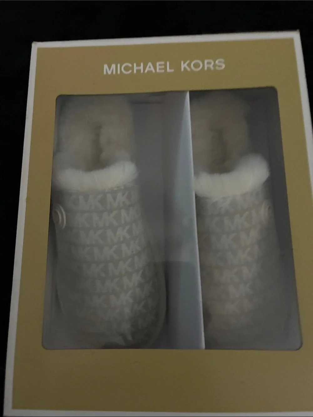 Michael Kors Cream MK Monogram Cozy Slippers